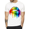 Generique T-shirt Rainbow Lips Blanc